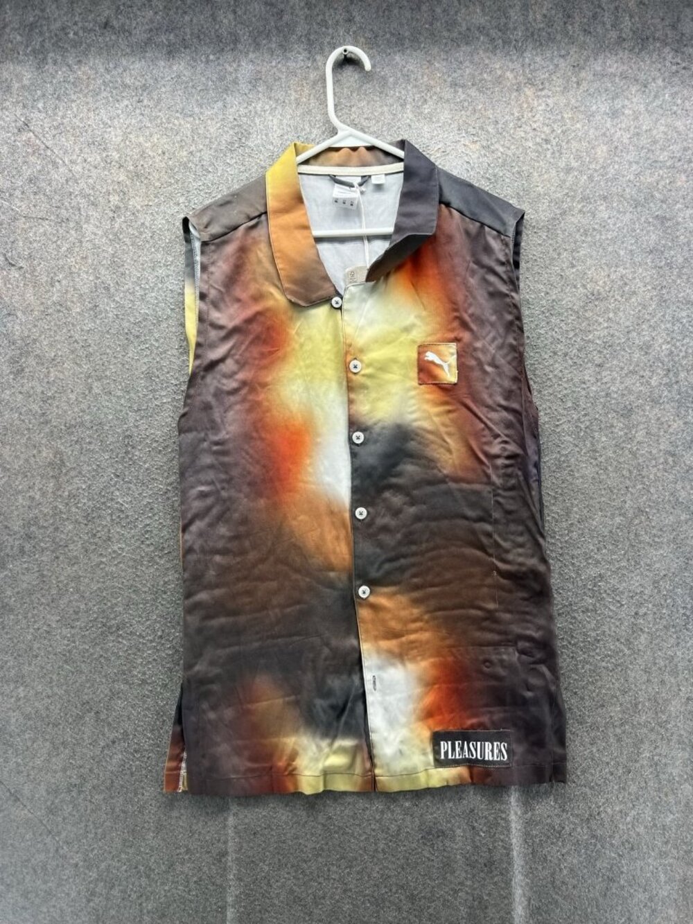 PUMA X Pleasures Shirt Men 2XL Multicolor Graphic Sleeveless Button Up Top